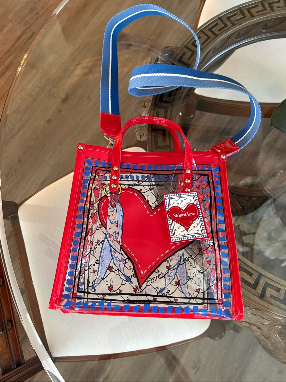 ❤️💙BRIGHTON STRIPED LOVE CLEAR VINYL TOTE CROSSBODY BAG! ❤️💙 - Picture 5 of 8